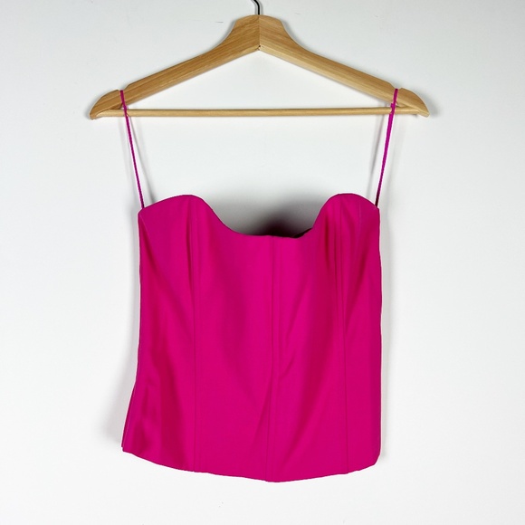 The SEI Hot Pink Boning Structured Strapless Corset Tank Top Blouse 2 - Picture 1 of 4